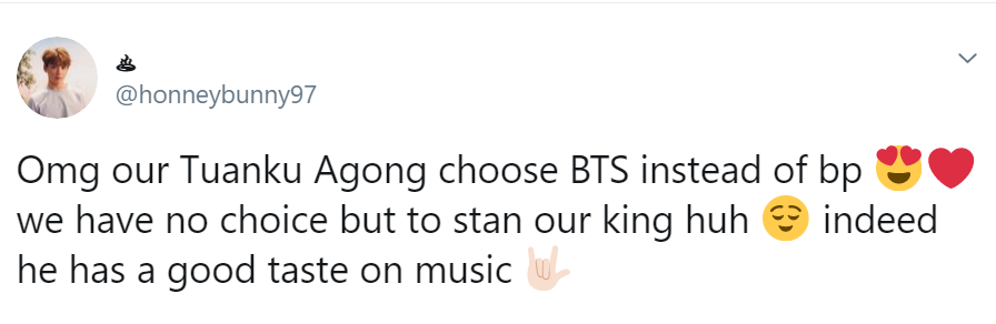 Tweet about Agong-BTS