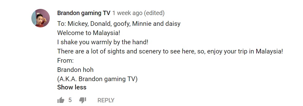 Youtube comment 2