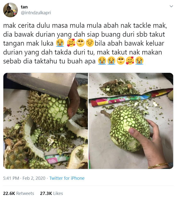 Malaysian man shaves durian