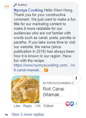 nyonya cooking response