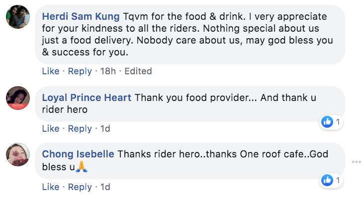One Roof Cafe Facebook comments