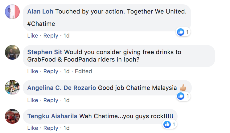 Chatime Facebook comments