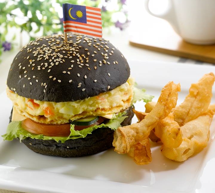 Charcoal burger from Simple Life Healthy Vegetarian Restaurant
