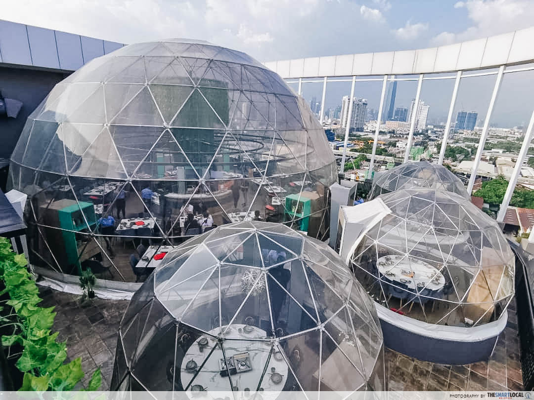 Clear domes on rooftop