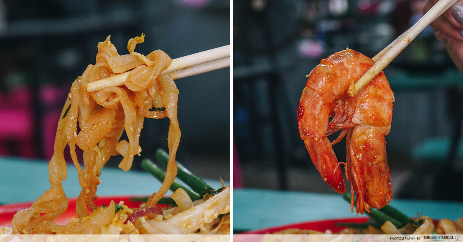 Pad thai noodles and prawn