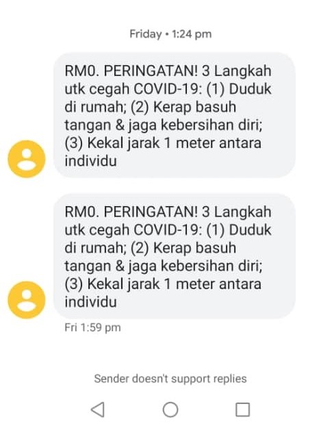 malaysia covid-19 sms