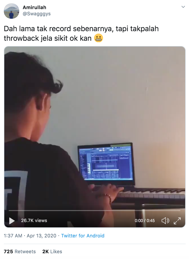 Piano-prodigy food rider tweets out his setup