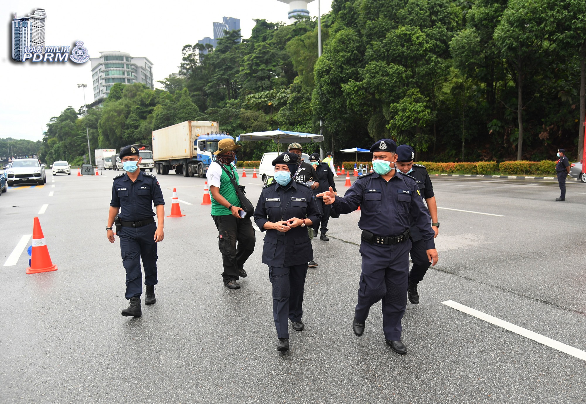 Malaysian police at roadblock