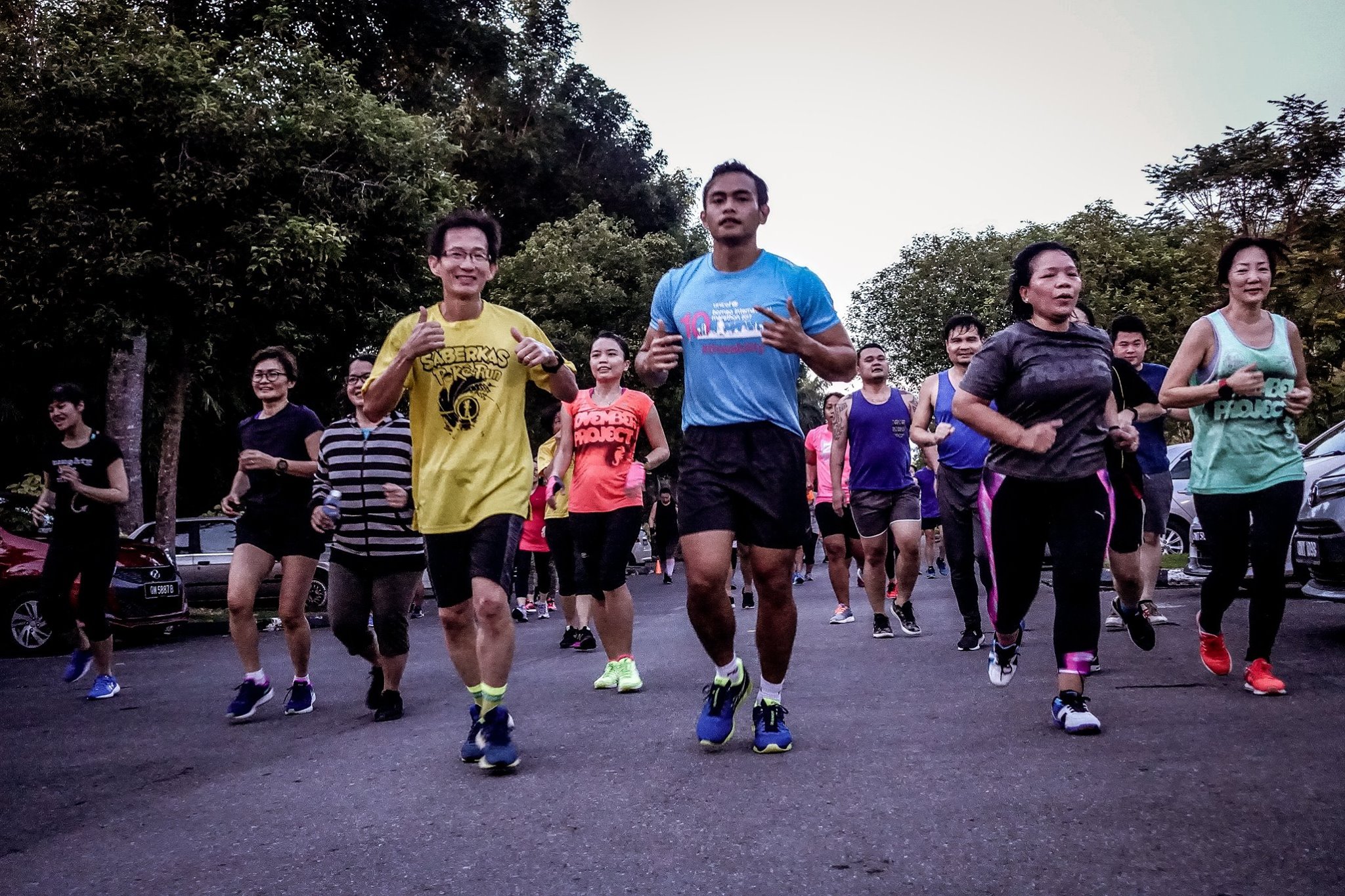 Malaysians exercising