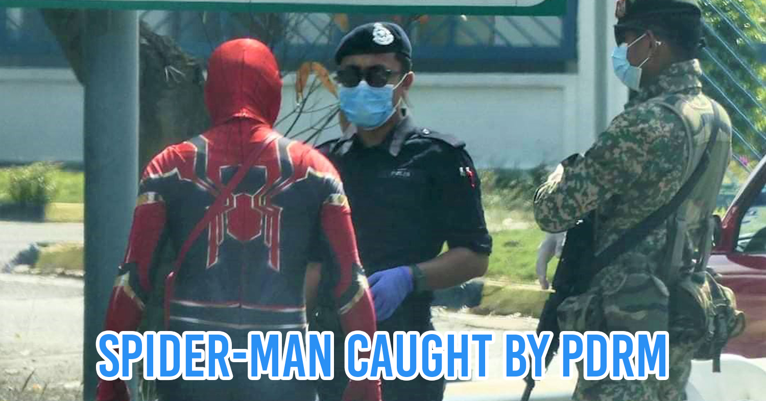 Spider-Man at police roadblock