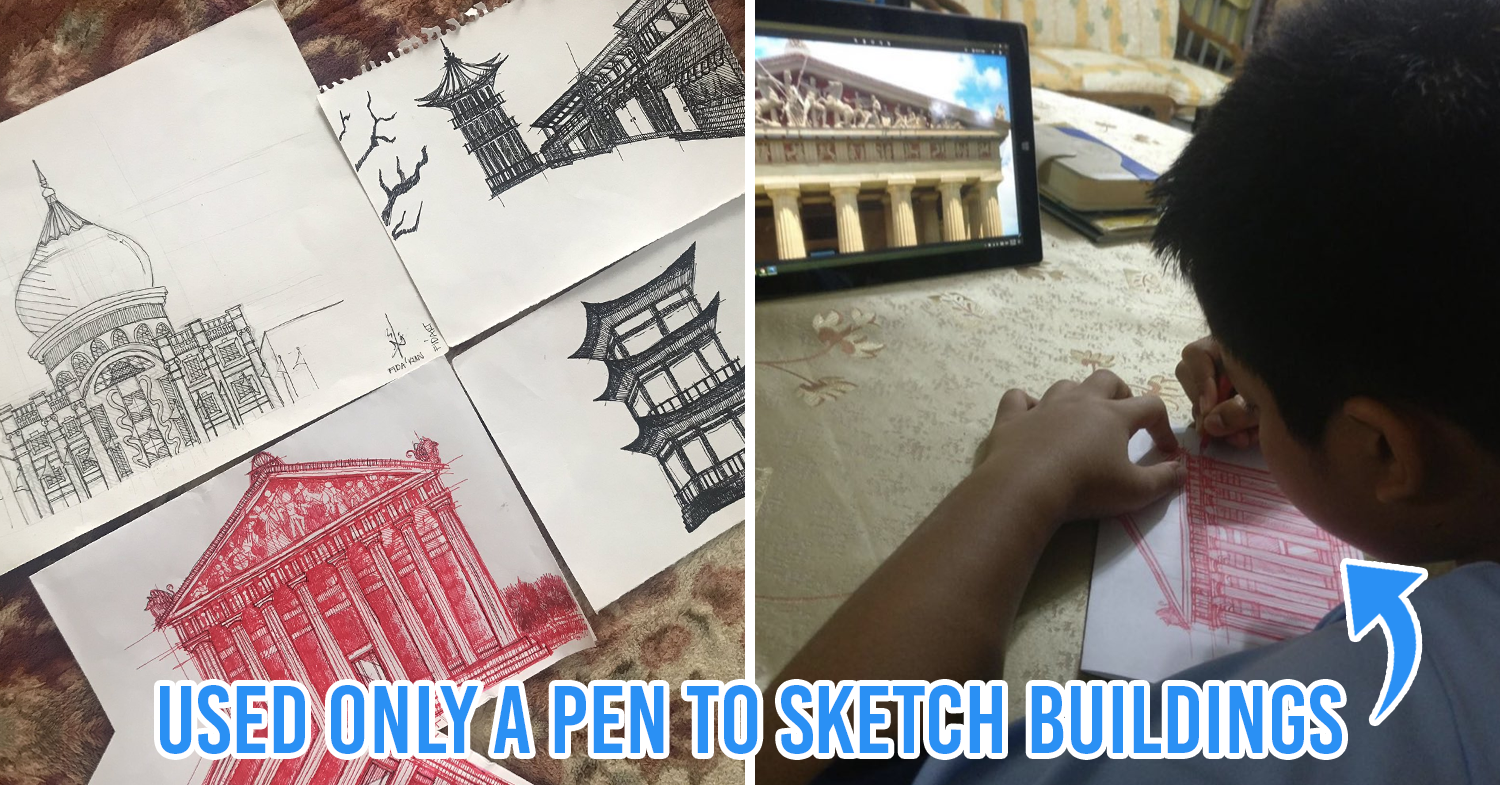 Malaysian boy draws realistic sketches of buildings