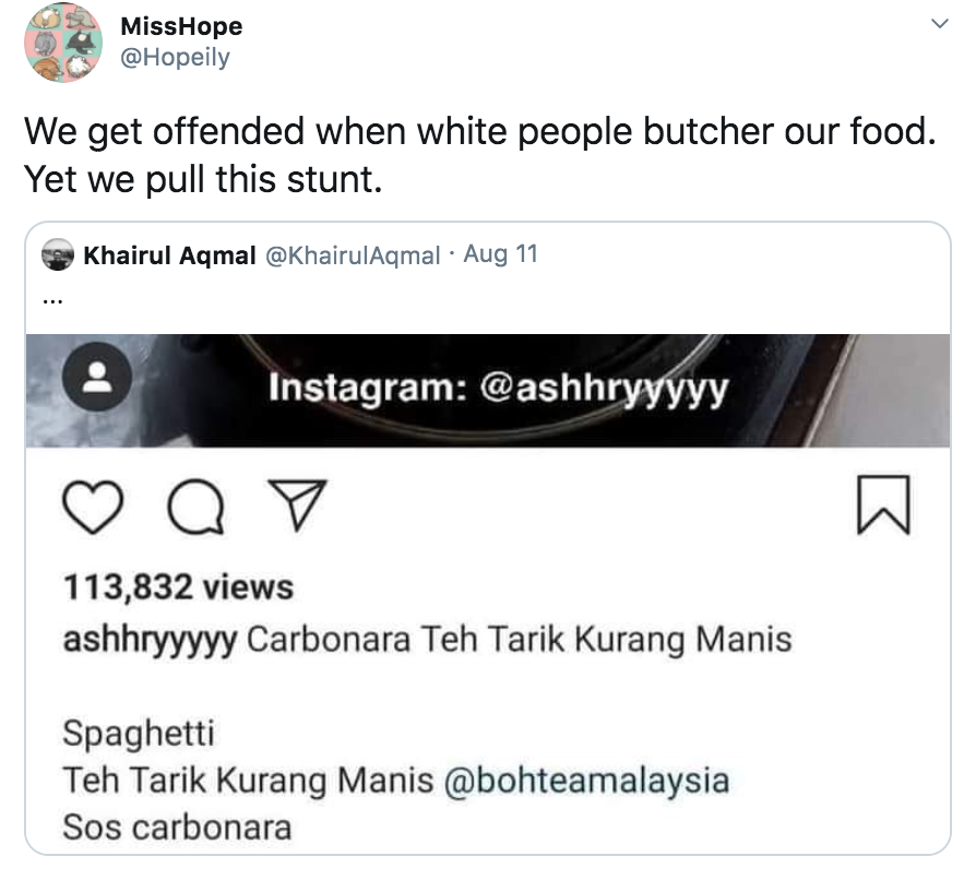 Carbonara Teh Tarik Kurang Manis - comment 1