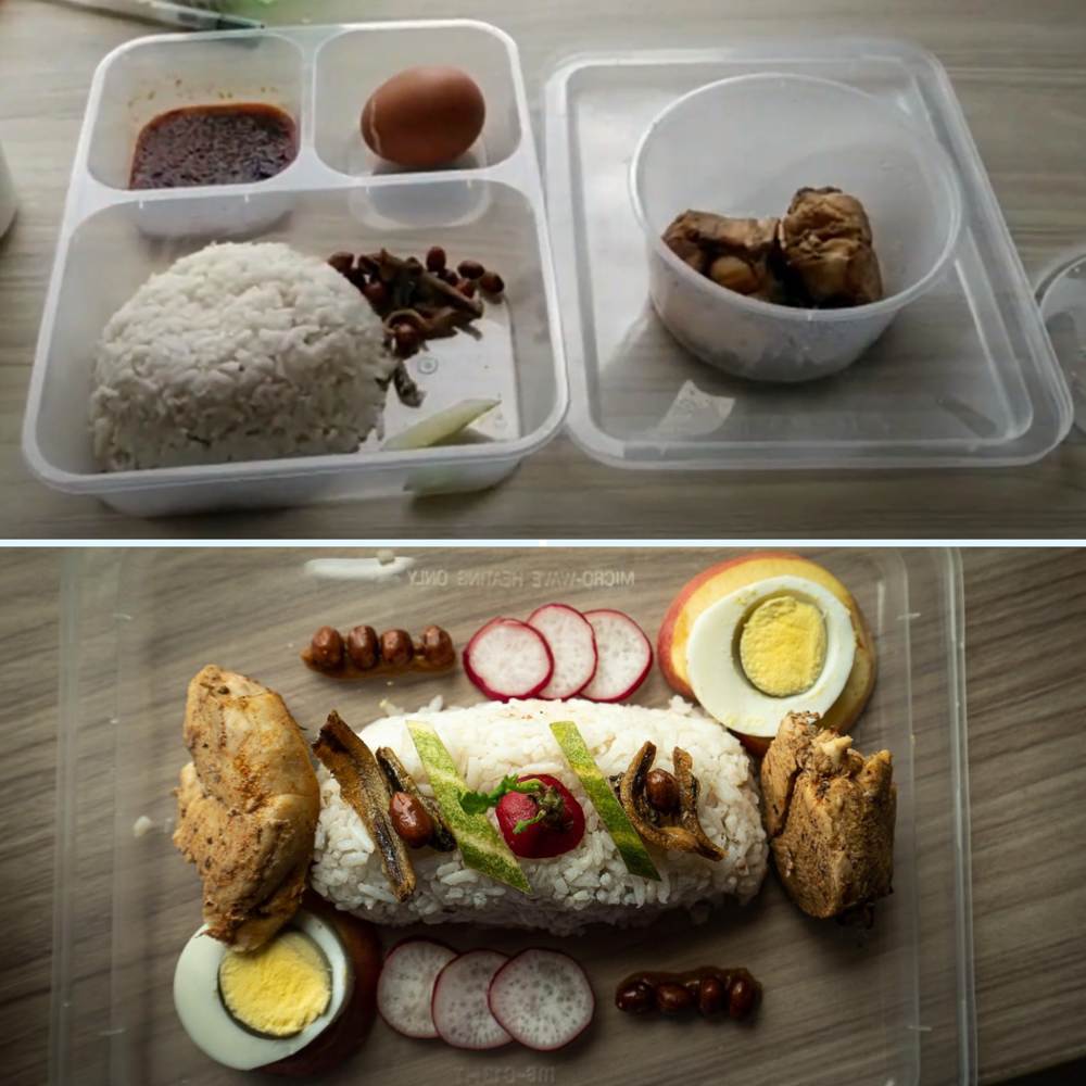 Malaysian man replates quarantine meals - nasi lemak