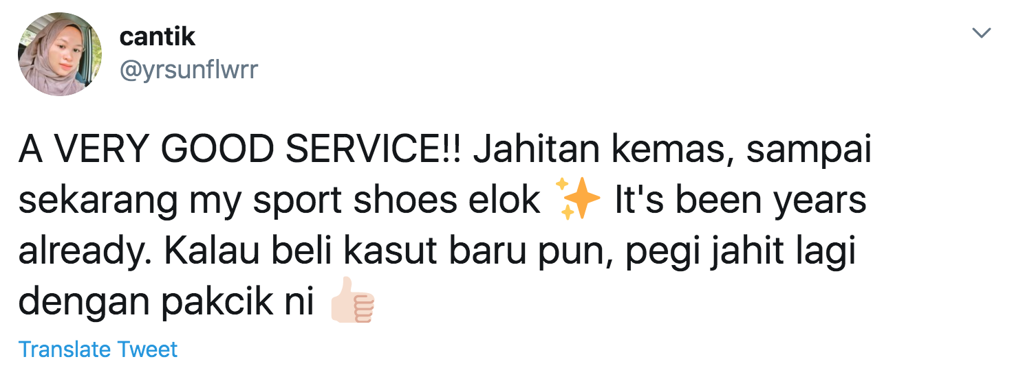 Ipoh cobbler in Medan Gopeng with a moving story - response