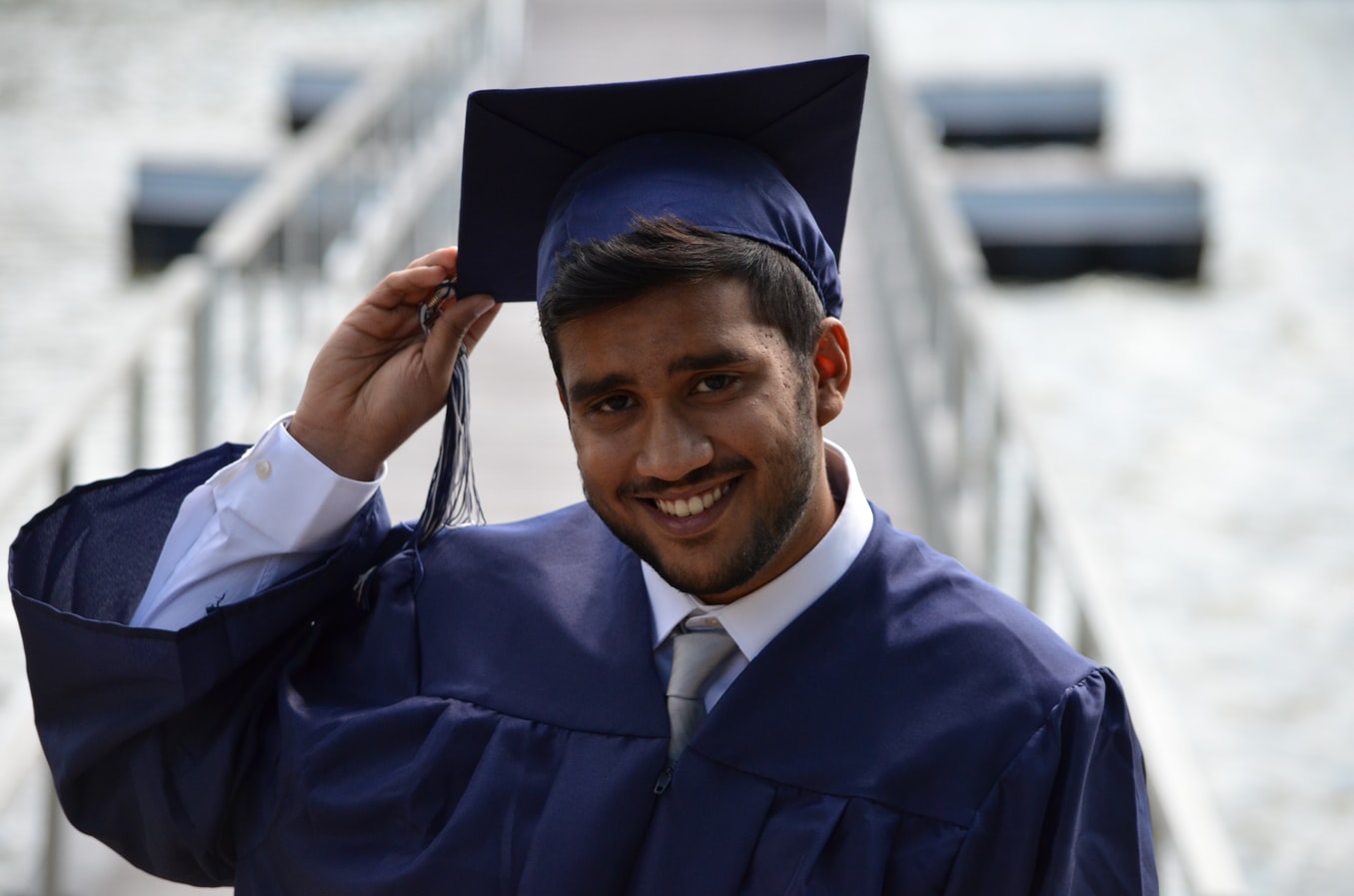 graduate in a hat and gown