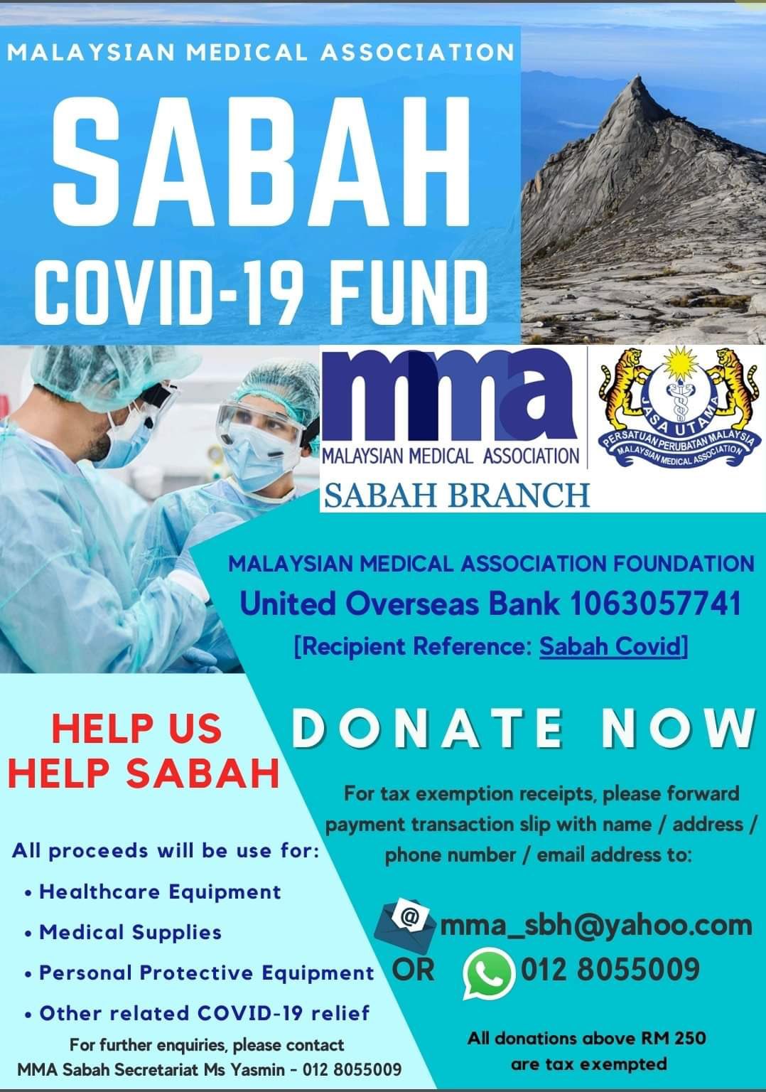 MMA Sabah COVID-19 fund poster