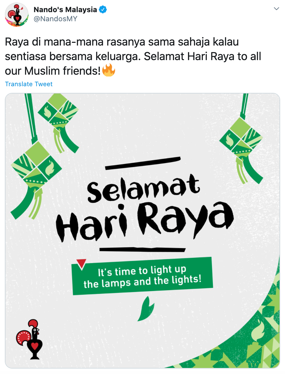 nandos malaysia hari raya greeting on Twitter