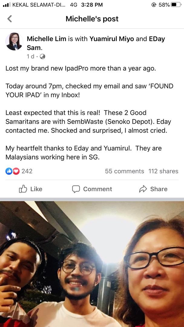 Msians Find Lost iPad - Facebook