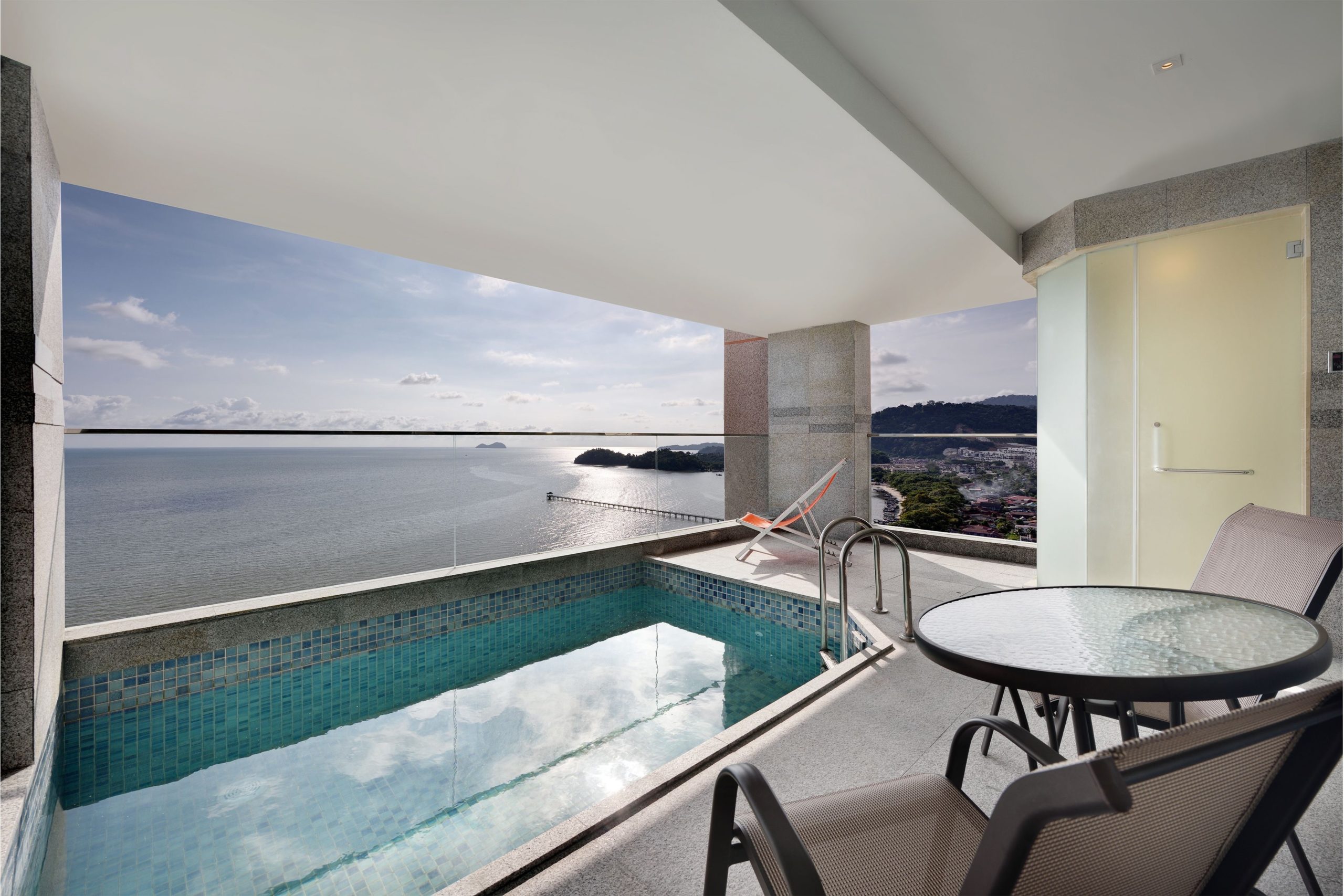 private balcony and pool in premium pool suite