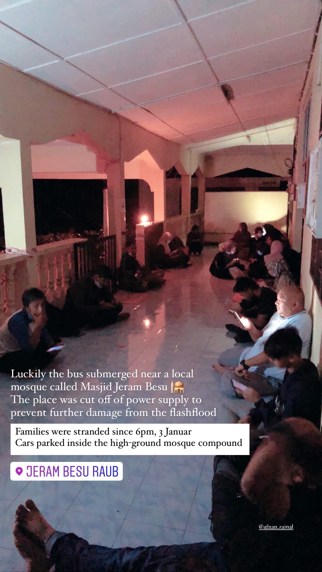 families taking shelter at the mosque