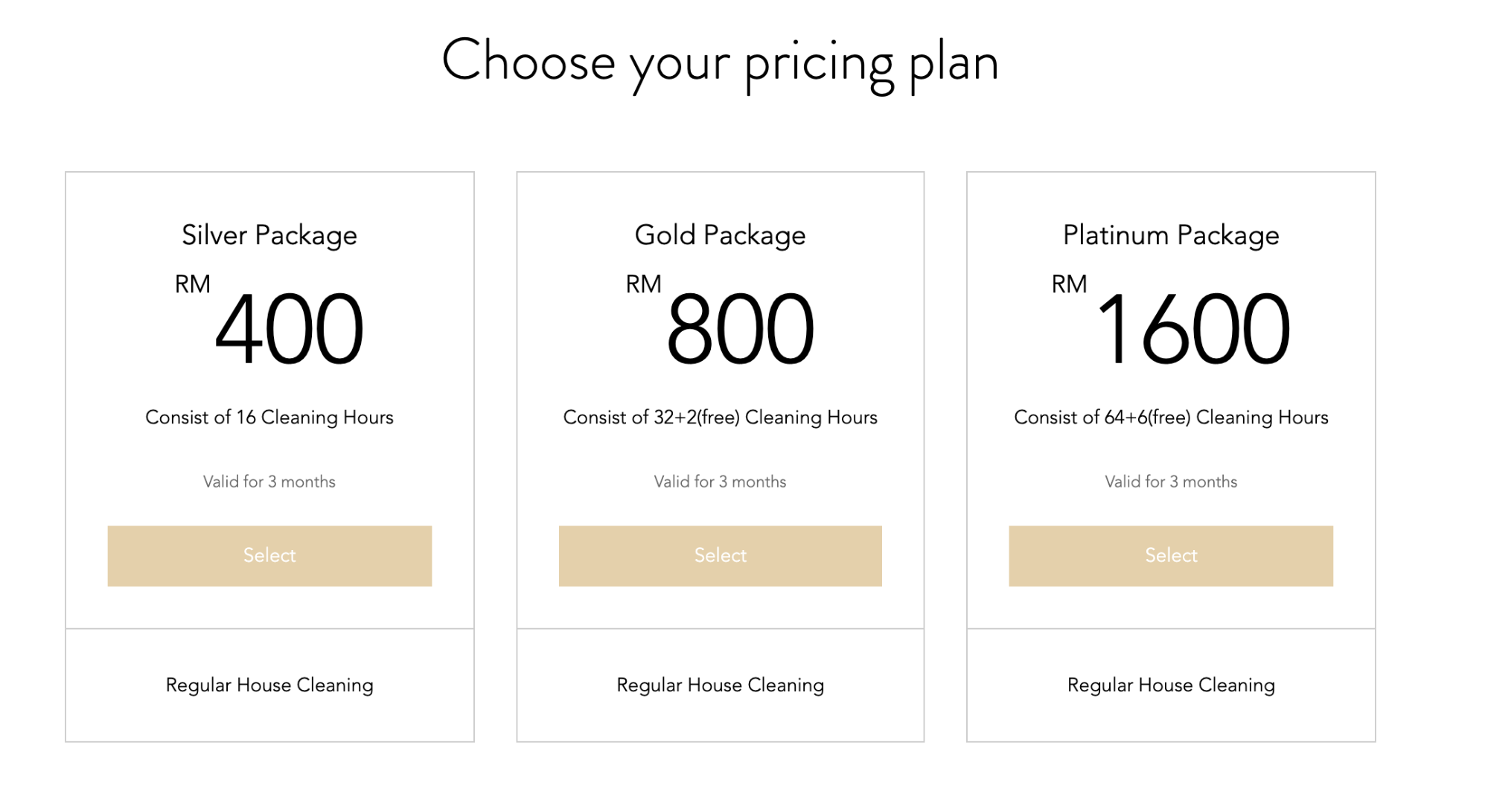 Chamberlain Cleaning - pricing plans