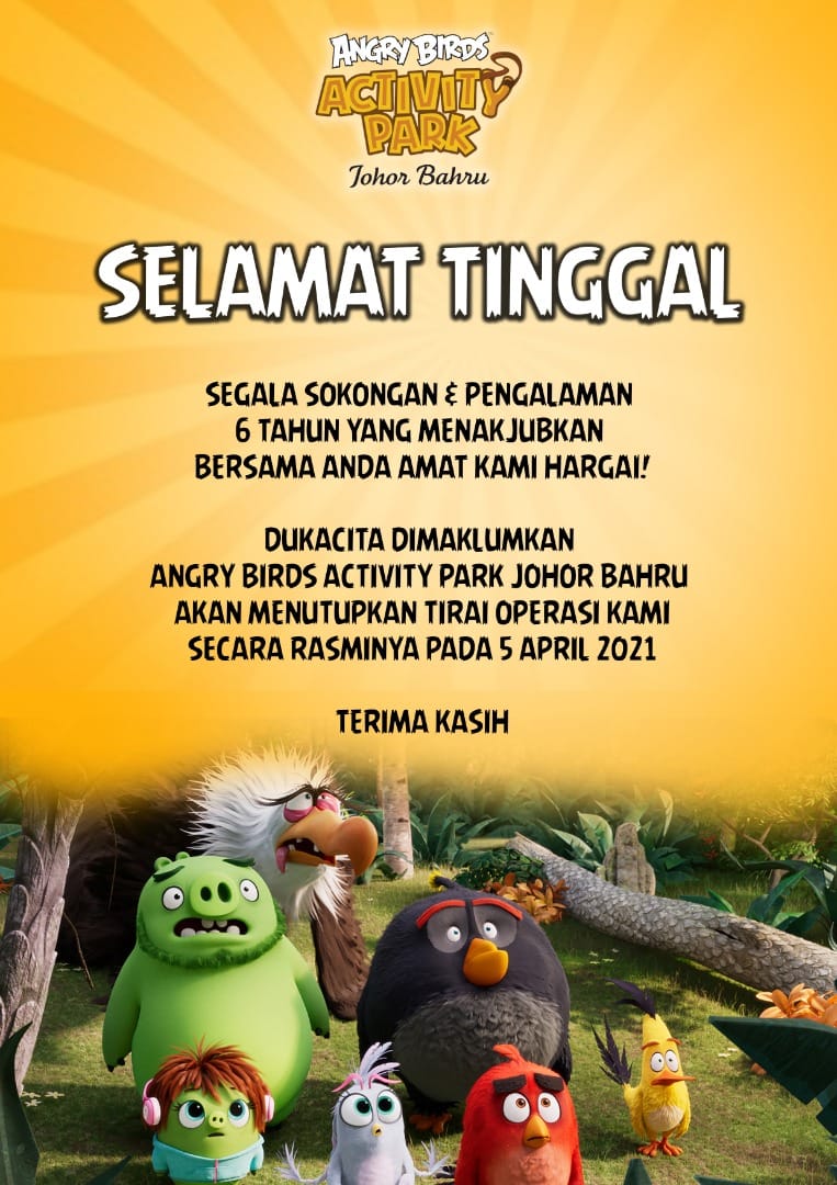 Angry Birds Theme Park To Permanently Close On 5th April - announcement