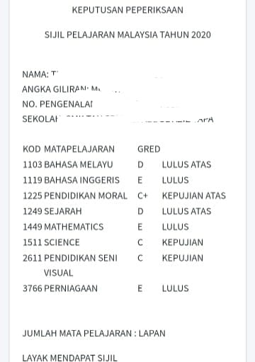 Passed SPM - results 