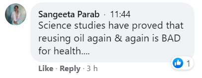 Cooking oil - Facebook comments