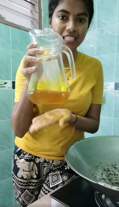 Cooking oil - woman - jug
