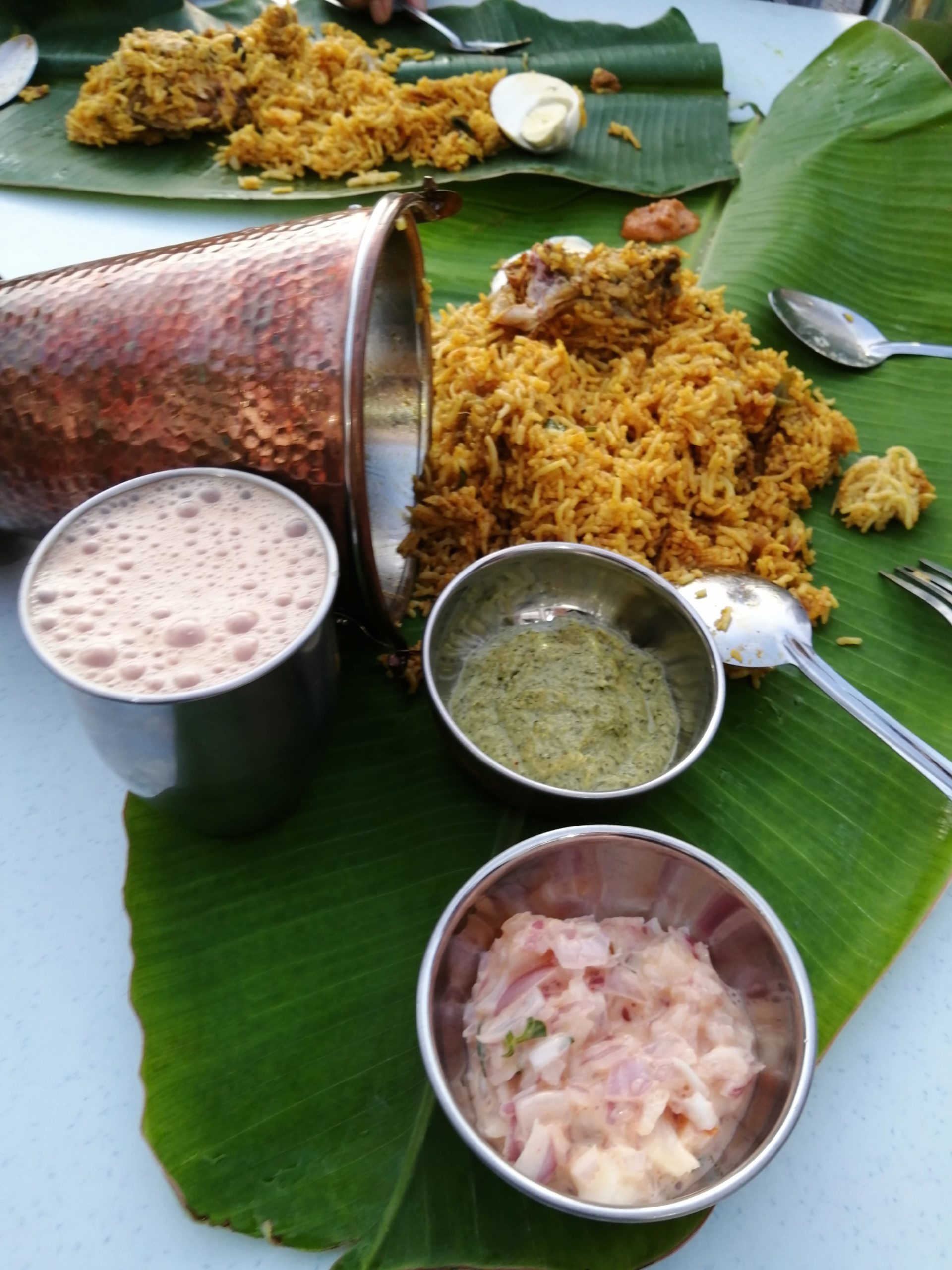 Biryani on banana leaf