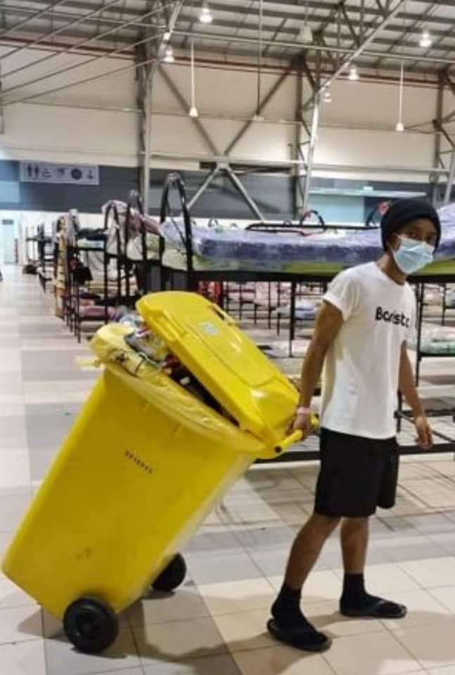 Man cleans quarantine centre 1