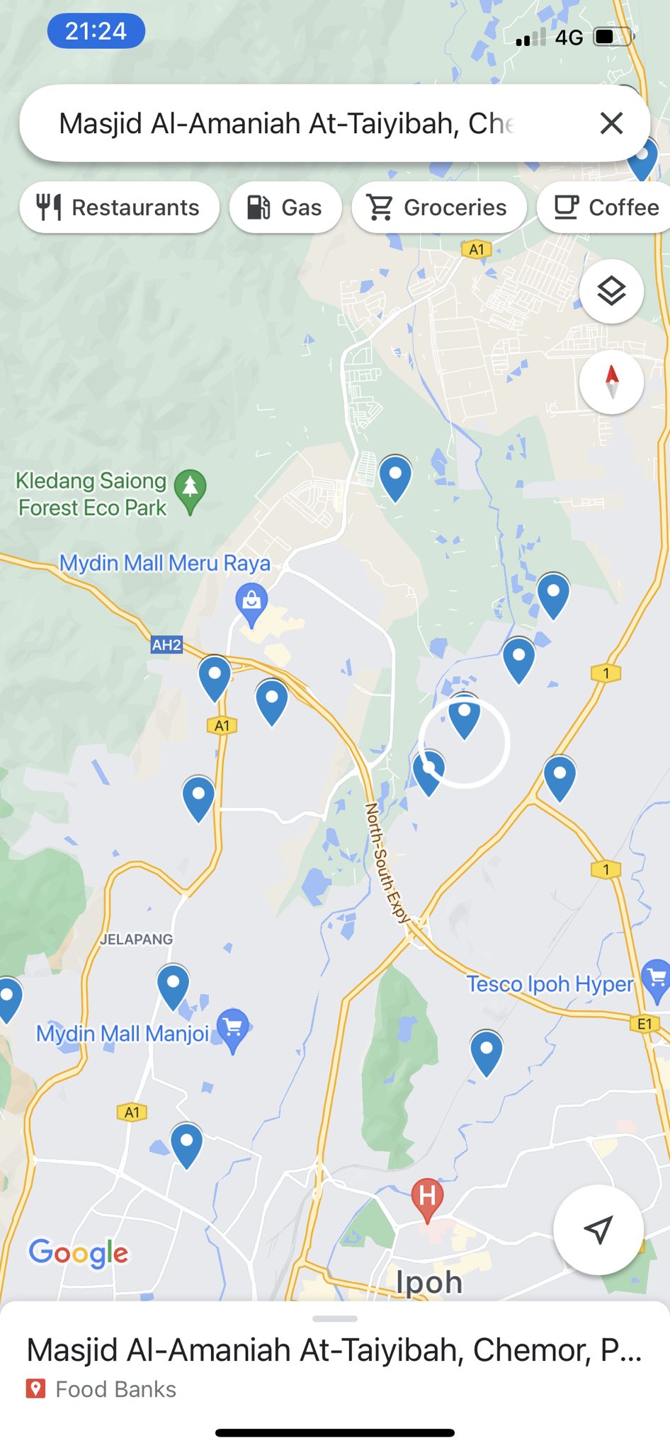 Food bank locations on Google maps