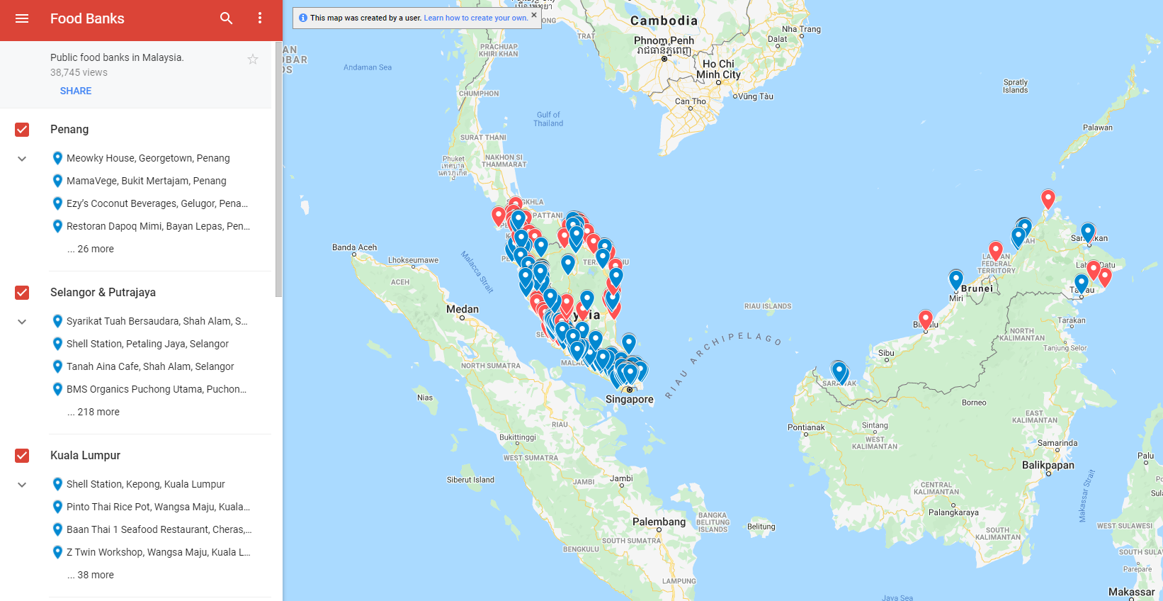 Food bank location on Google maps