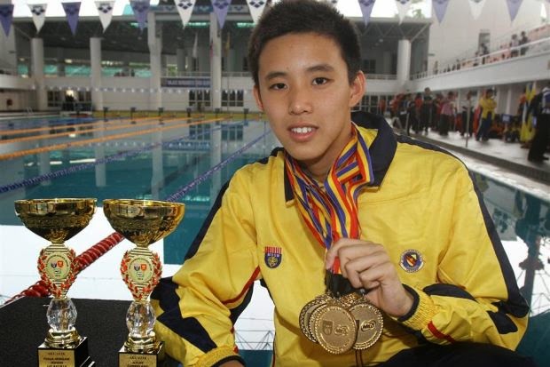 Malaysian swimmer Welson Sim when he was younger