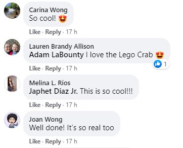 Facebook comments on LEGO's post