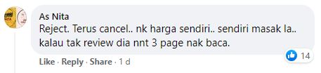 Facebook comment on foodpanda order