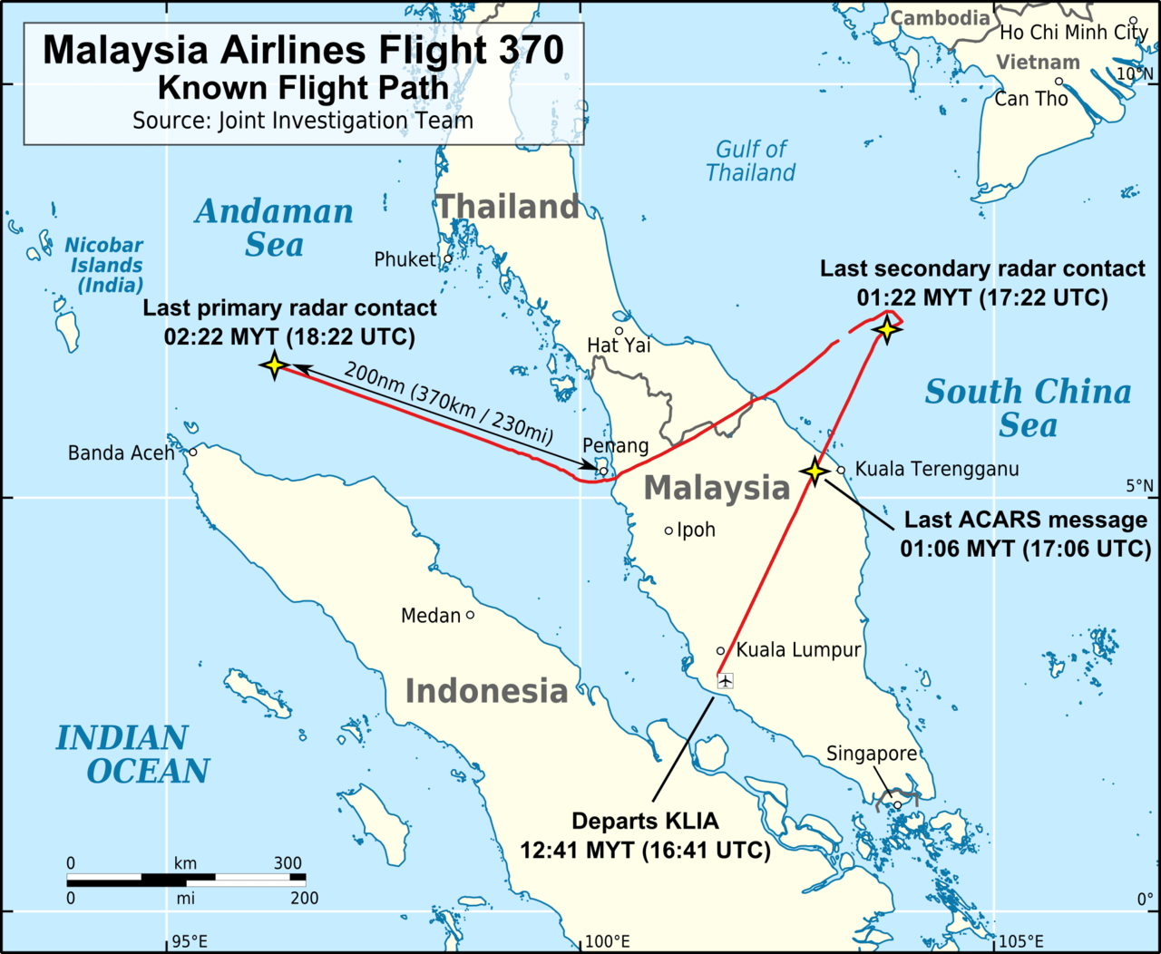Unsolved crimes and mysteries Malaysia - MH370