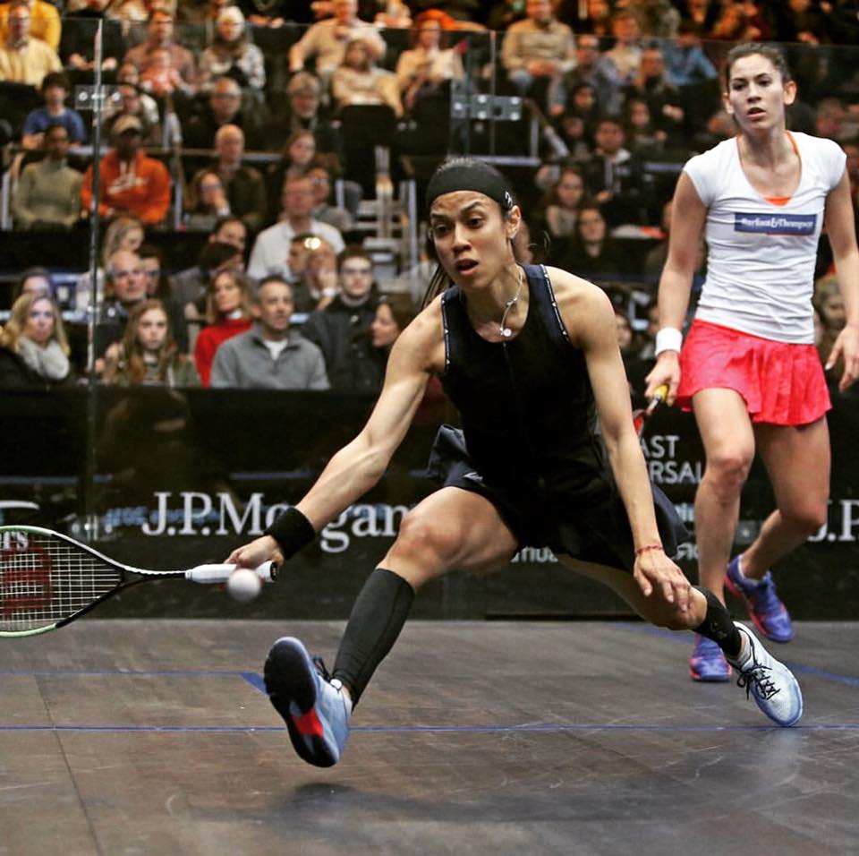 Nicol David playing squash