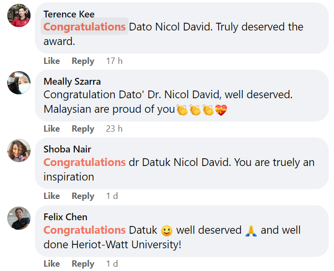 Nicol David honorary doctorate - comments