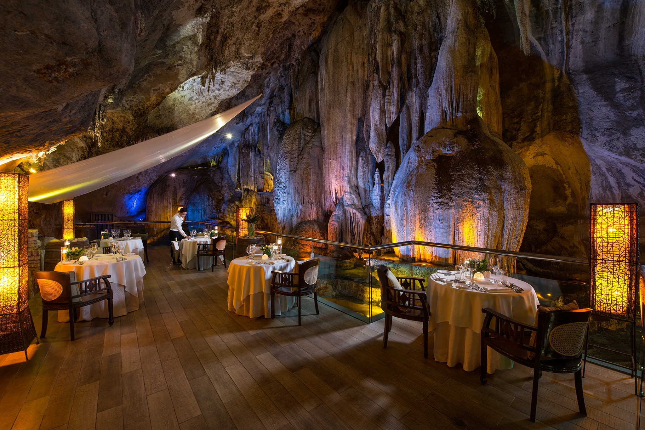 Cave dining at luxury resort
