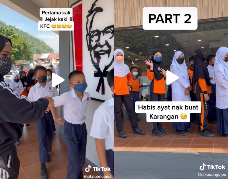Teacher buys KFC for students - students outside KFC