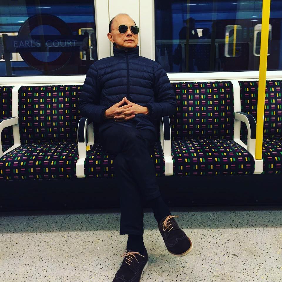 Jimmy Choo on a train