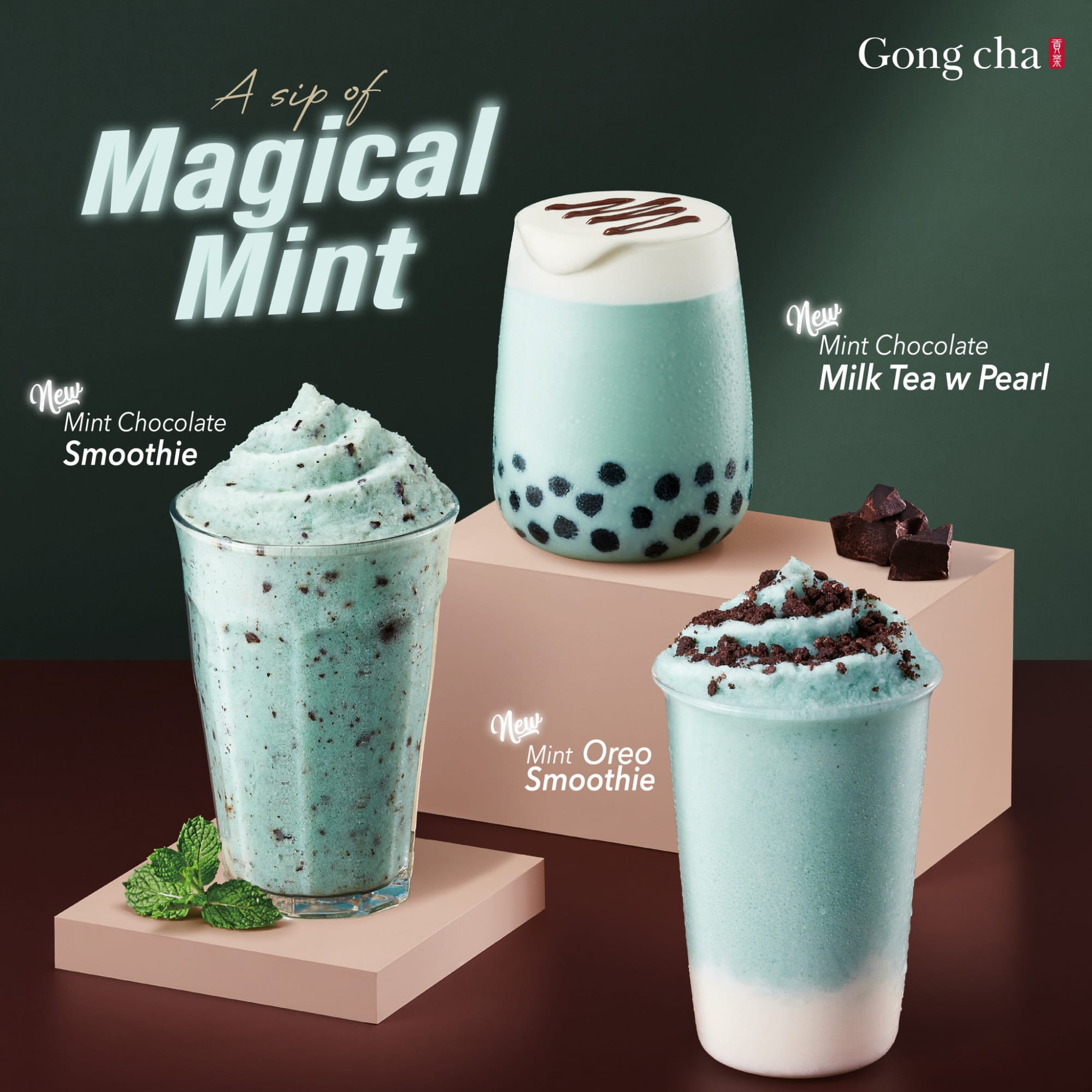 Gong Cha Mint Bubble Milk Tea - mint