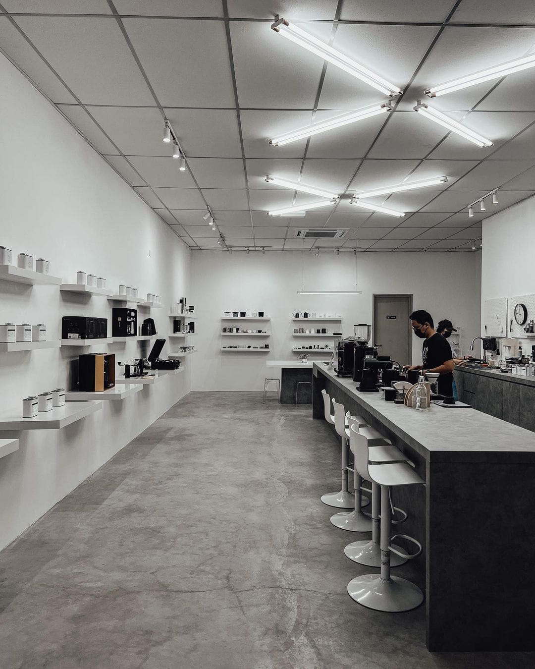 Minimalist white cafes in Kuala Lumpur - interior