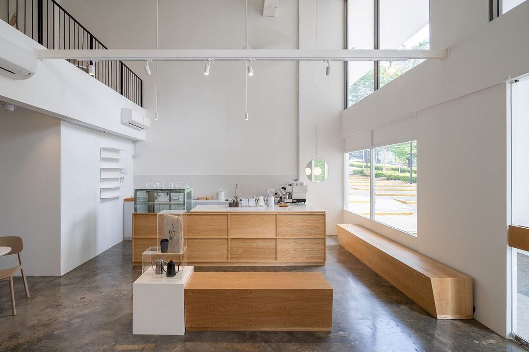 Minimalist white cafes in Kuala Lumpur - interior