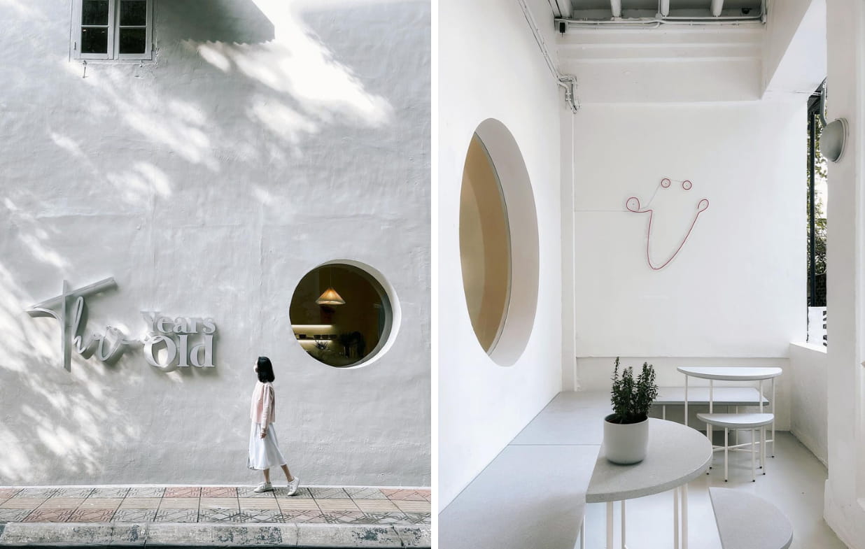 Minimalist cafes in KL - whitewashed building