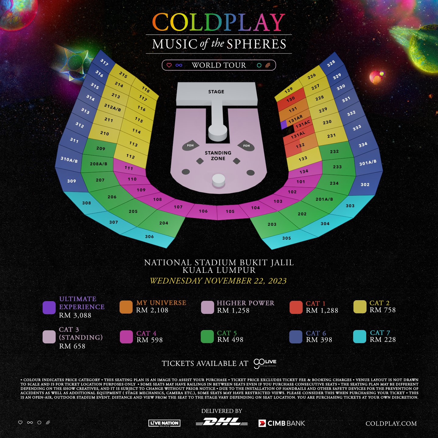 Coldplay concert in Malaysia - pricing