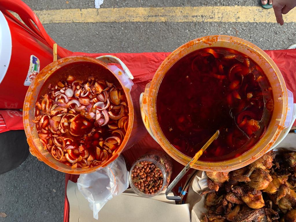 two options of sambal - akka nasi lemak in seri kembangan