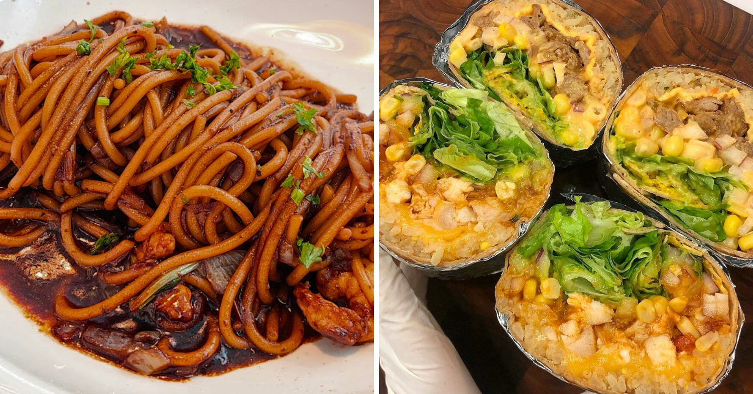 school food - korean pasta and burrito