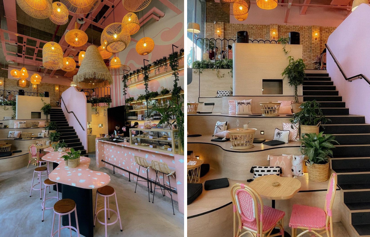 Pink cafes in Klang Valley - various seating areas